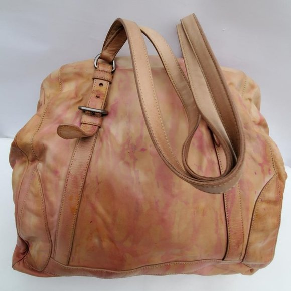 Prada XL soft nappa leather bag beige peach purple Pink double handle Tote dyed - Picture 3 of 16